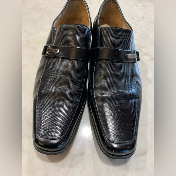 Stacy Adams Slip on Textured Black Leather Buckle Loafers Sz 10 - Picture 2 of 8